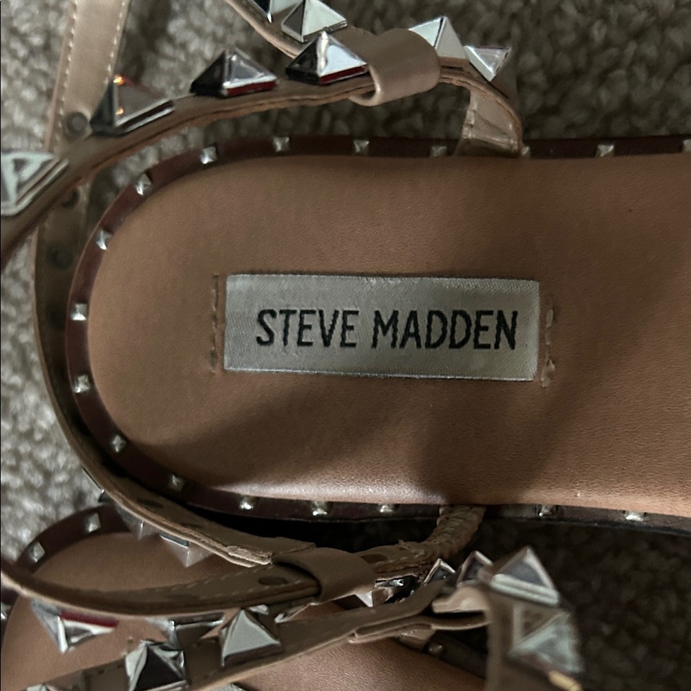 Steve Madden Beige Studded Sandals - Picture 2 of 6